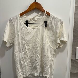 White V-Neck Short Sleeve Top